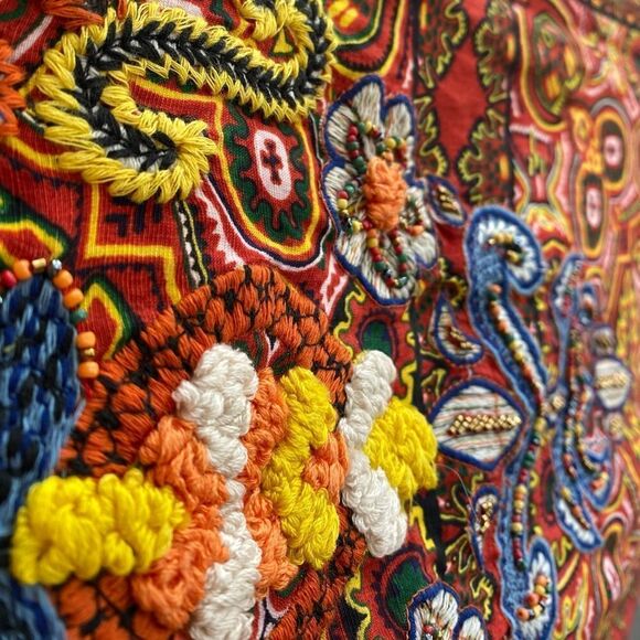 Zara Kaftan Dress Printed Embroidered Beaded New - Picture 5 of 5